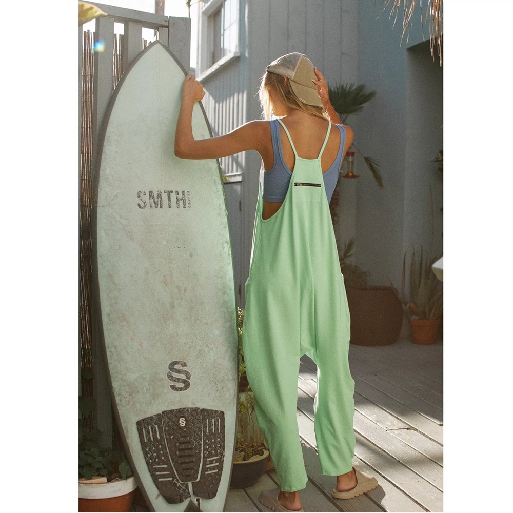 FP Movement Hot Shot Onesie Bright Jade Green Romper Free People NEW NWT - Picture 2 of 9
